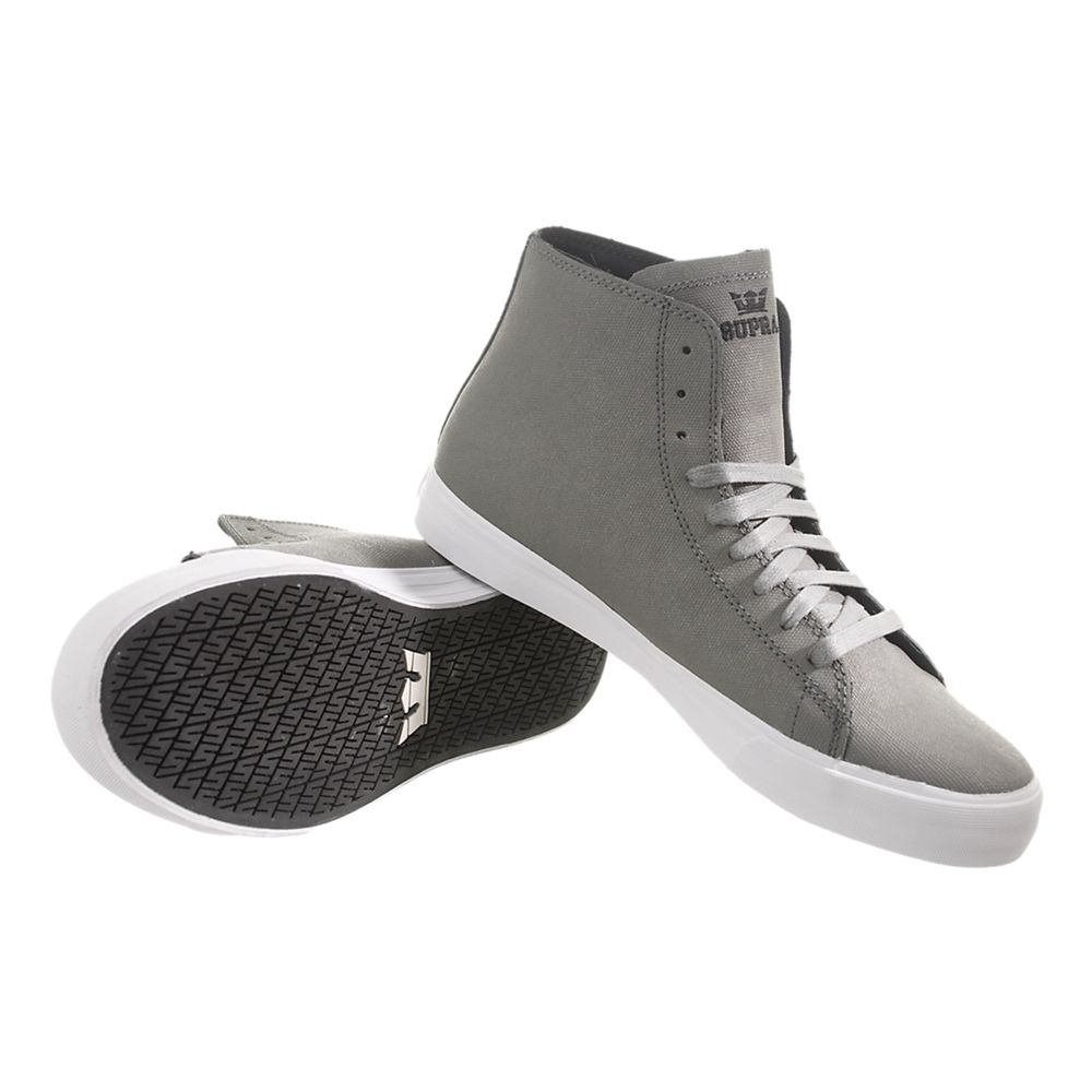 Baskets Montantes Supra Thunder High Grise Grey/Waxed Canvas Femme | GVK-89085026